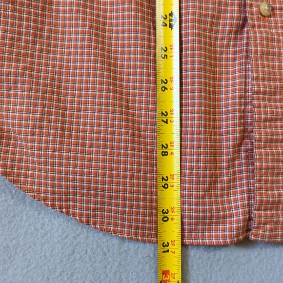 Ralph Lauren Long Sleeve Button Down Shirt Orange White Check Green Pony Size L - Picture 8 of 8